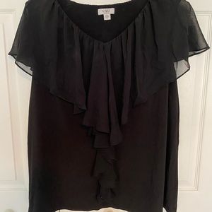 Ruffled sleeveless black top